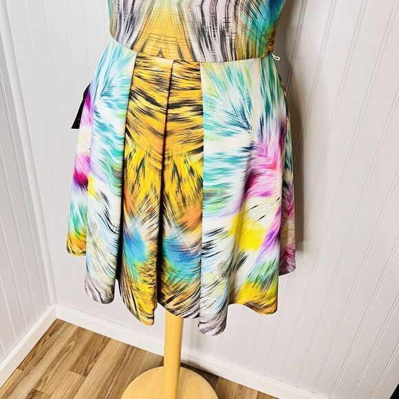 Bebe Alexis Sz M Mini Skater Dress Animal Print Tie Dye Fit Flare $139 NWT 0836 - Picture 4 of 15
